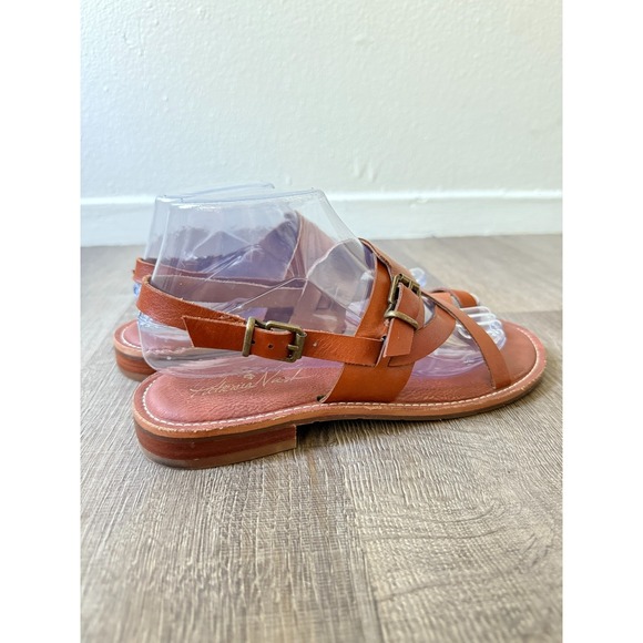 Patricia Nash Fidella Tan Leather Sandals Womens 8M Boho Flat Adjustable Strappy - Picture 4 of 11
